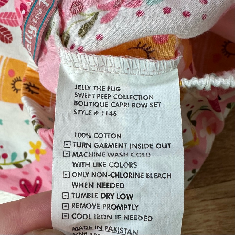 Jelly the Pug Girls Sweet Peep Collection Boutique Capri Bow Set Top & Bottom 5 - Picture 14 of 14